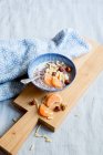 Leinsamenpudding mit Nüssen und Mandarinen — Stockfoto