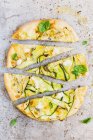 White pizza with courgette, gorgonzola and mozzarella — Stock Photo