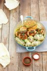 Homemade chicken meatballs with garlic and cheese — Stock Photo