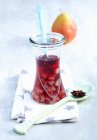 Hot pear punch with red wine and star anise in a glass — Stock Photo