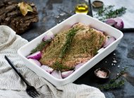 Gooses breast prepared for baking — Stock Photo