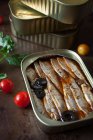 Tin of Sardines with Olives in Oil — Stock Photo