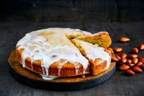 Almond cake with sugar glaze — Stock Photo