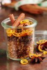 Homemade mulled wine spice mix in a glass — Stock Photo