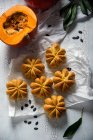 Vegan pumpkin buns on the table — Stock Photo