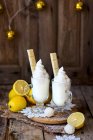 White hot chocolate with lemon caramel — Stock Photo
