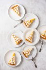 Lemon tart slices with Italian meringue — Stock Photo