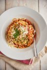 Primo piano di deliziosi Spaghetti alla bolognese — Foto stock