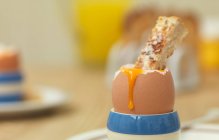 Boiled egg with toast — Stock Photo