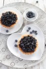 Blueberry tartlets, top view — Stock Photo