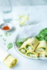 Vegan tortillas with tofu and spinach — Stock Photo