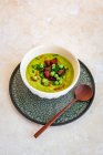 Pea Soup with Chorizo — Stock Photo