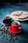 Espresso and Panforte close-up view — Stock Photo
