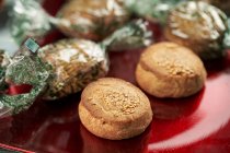 Mantecados, spanish christmas cookies with lard and almonds — Stock Photo