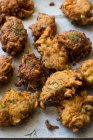 Carrot fritters with parslay and dill — Stock Photo