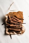 Cinnamon on a wrapping paper — Stock Photo