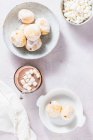 Close-up shot of delicious Donuts with hot marshmallow chocolate — Stock Photo