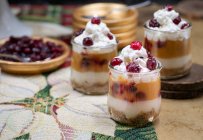 Christmas pumpkin and cranberry mousse — Stock Photo