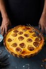 Close-up de delicioso recém-assado mascarpone figo torta — Fotografia de Stock