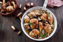 Chicken in a sauce with forest mushrooms — Stock Photo