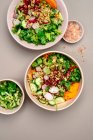 Vegan veggie bowl with nuts and Himalayan salt — Stock Photo