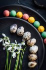Пасхальные яйца и конфеты — стоковое фото