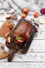 Roasted duck with apples — Stock Photo