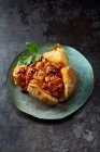 Pulled Jackfruit Chili Baked Potato — Stock Photo
