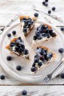 Creamy blueberry tart close-up view — Stock Photo
