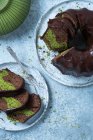 Schokoladenkuchen mit Matcha — Stockfoto