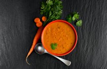 Zanahoria Cilantro Sopa, primer plano - foto de stock