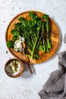 Зелений салат з травами та спеціями на білій тарілці — стокове фото