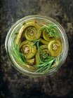 Preserved fiddleheads with rosemary — Stock Photo