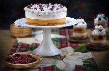 Christmas pumpkin and cranberry mousse and cake — Stock Photo