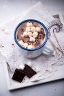Hot vegan almond milk chocolate with marshmallows — Stock Photo
