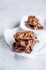 Homemade chocolate bark with hazelnuts — Stock Photo