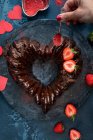 Valentine cake in heart shape — Stock Photo