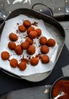 Bean truffles with cocoa powder — Stock Photo