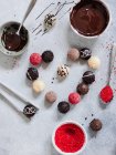 Assorted heart shaped chocolate truffles — Stock Photo