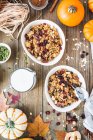 Autumnal pumpkin spice granola with cranberrries — Stock Photo