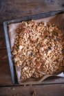 Homemade granola on a baking sheet — Stock Photo