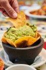 Bowl of Guacamole with Chips — Stock Photo