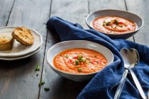 Soupe de tomate végétalienne au piment et au persil — Photo de stock