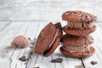Chocolate ice cream cookie sandwiches — Stock Photo