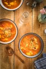 Beef tail soup with potatoes and thyme — Stock Photo