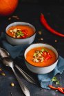 Pumpkin soup with peppers — Stock Photo