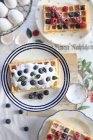 Waffles with cream and berries — Stock Photo