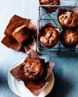Double chocolate muffins with chocolate chips — Stock Photo