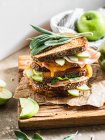 Apple grilled cheese with turkey, cheddar and apple butter — Stock Photo