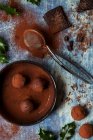 Trufas de chocolate en polvo de cacao - foto de stock